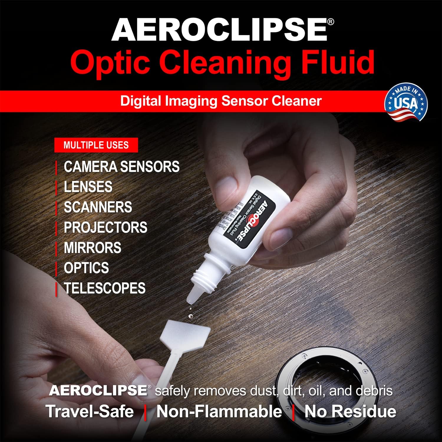 Digital Survival Kit - Type-4 (33mm) Sensor Swabs, PEC-PAD Photo Wipes, E-Wipe Packet, Aeroclipse Optic Cleaner