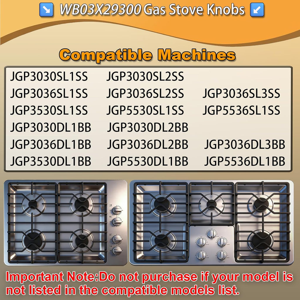 Upgraded Metal WB03X29300 for GE Stove Knobs Replacements,Stainless Steel Finish,Compatible with JGP3030SL1SS