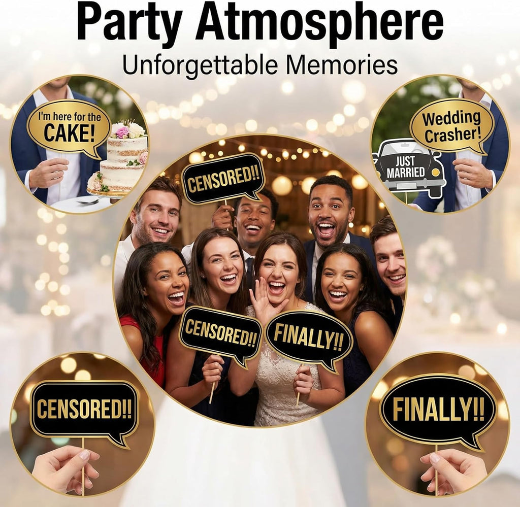 52pcs Wedding Photo Booth Props for Bridal Shower & Engagement Party
