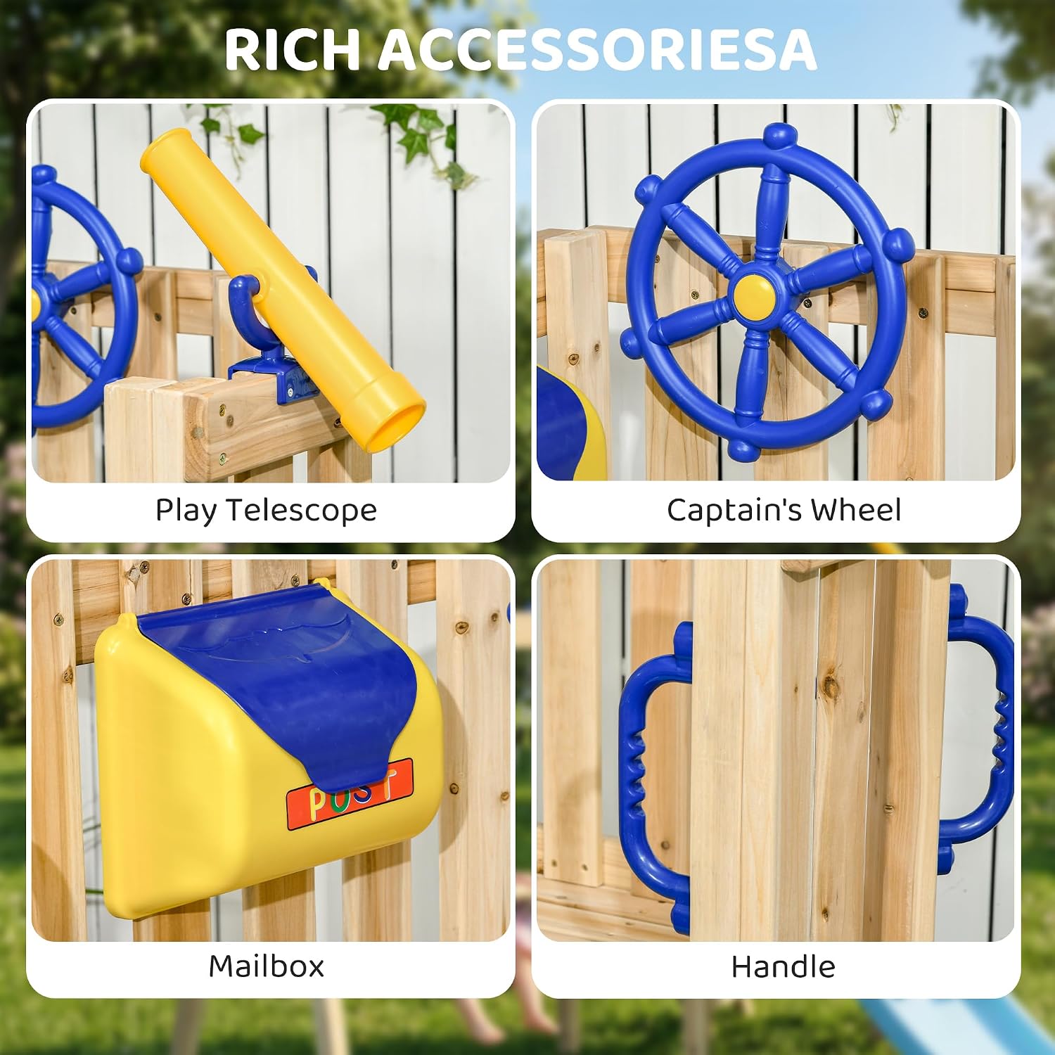 Swing Set for Backyard Wooden Toddler Playset Ages 1.5-4 Natural | Outdoor Playset, Baby Swing Seat, Kids Slide