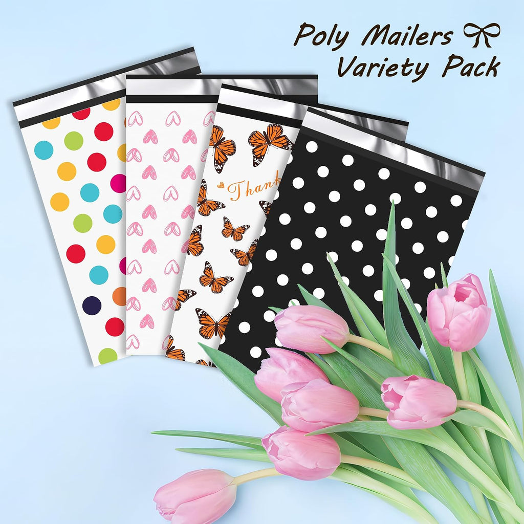 10x13 Poly Mailers Variety Pack of 100, 25Pcs Each Color