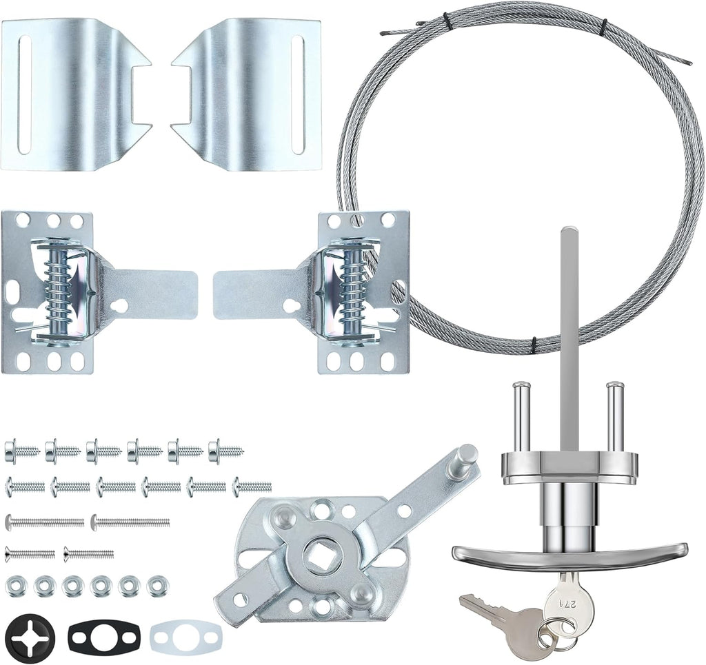 Universal Garage Door Lock Kit with Spring Latch and Keyed Handle, Garage Door Lock Set Fits for Single/Double Car