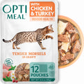 High Protein Wet Cat Food, Chicken and Turkey in Savory Gravy, 12 Pouches