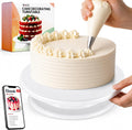 11 Inch Plastic Cake Decorating Turntable, Rotating Cake Stand for Beginners, Smooth Clockwise & Counterclockwise