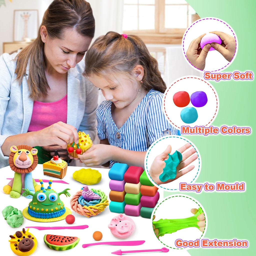 Air Dry Clay 192 Colors, Modeling Magic Clay Gift for Kids | Clay Set, 5 Sculpting Tools, Arts Crafts Gift