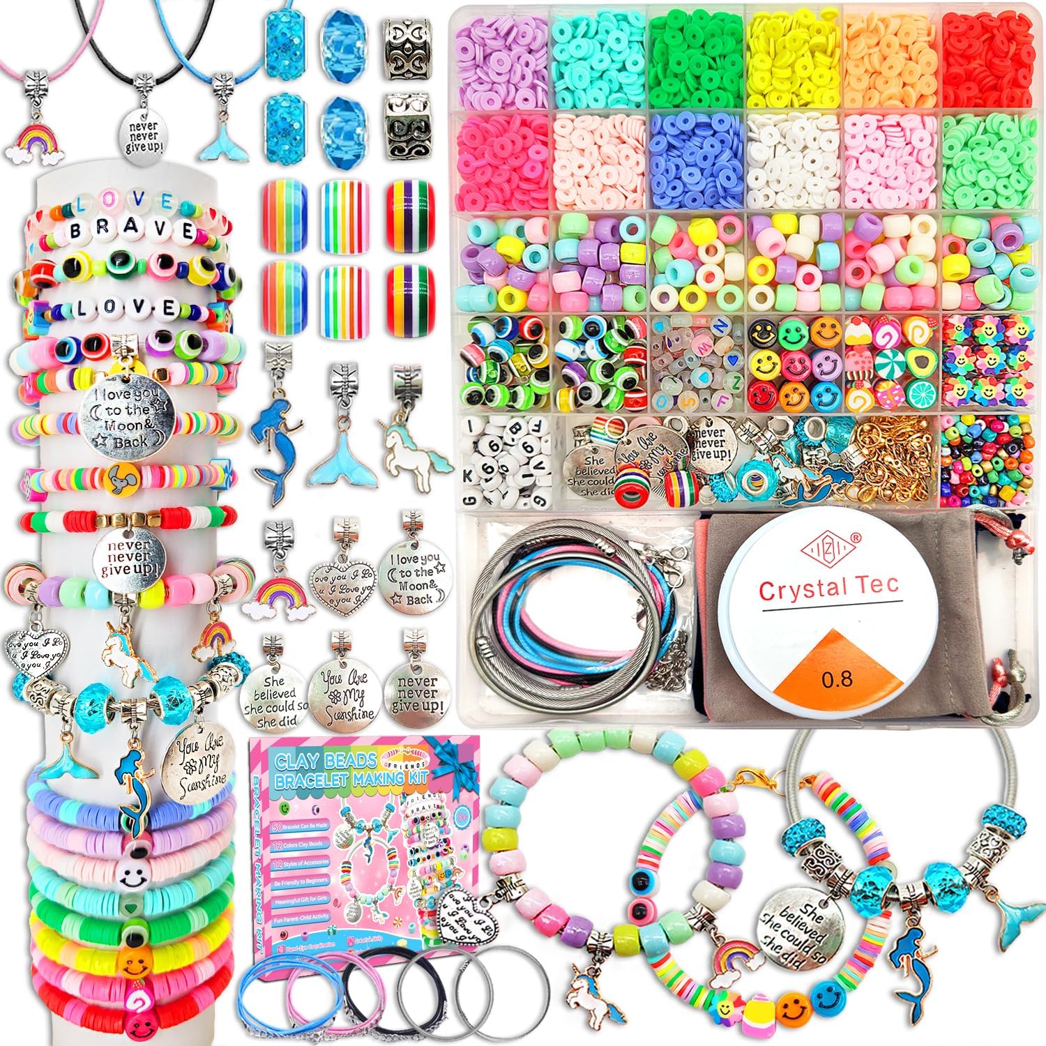 Girls Toys Bracelet Making Kit -3400pcs Charm Jewelry Making Kit Supplies,Unicorn/Mermaid Crafts Birthday Christmas
