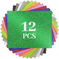 Glitter HTV Heat Transfer Vinyl Bundle -12 Pack 12”x 10" Glitter HTV Heat Transfer Vinyl Iron on Vinyl for T-Shirts