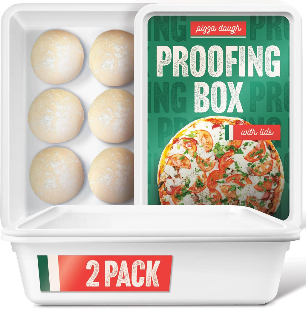 Dough Proofing Container with Lid (2 Pack) Homemade Bread and Pizza Dough Storage Box for Proofing
