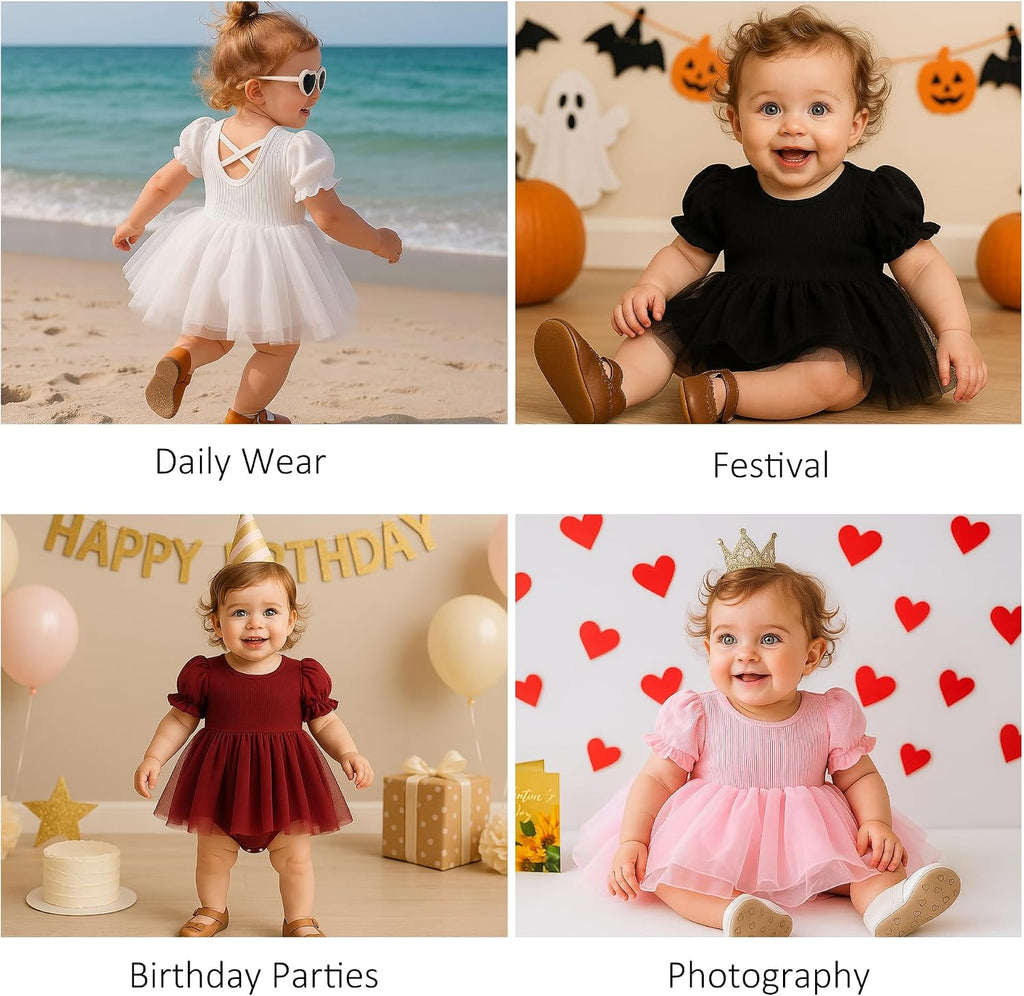 Newborn Baby Girl Romper Ruffle Tulle Casual Dress 0-24Months