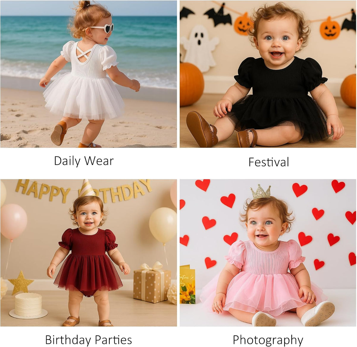 Newborn Baby Girl Romper Ruffle Tulle Casual Dress 0-24Months