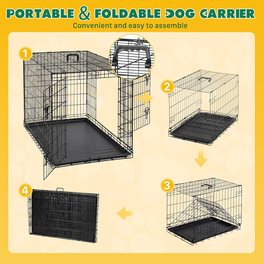 Extra Large Dog Crate 48 Inch Double Door Pet Cage Kennel