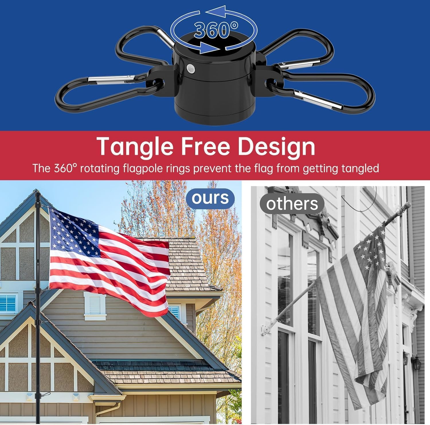 10 FT Flag Pole in Ground, Heavy Duty Flag Pole Holder for Outside House with 5 Pronges Base, Extra Thick Flag Pole