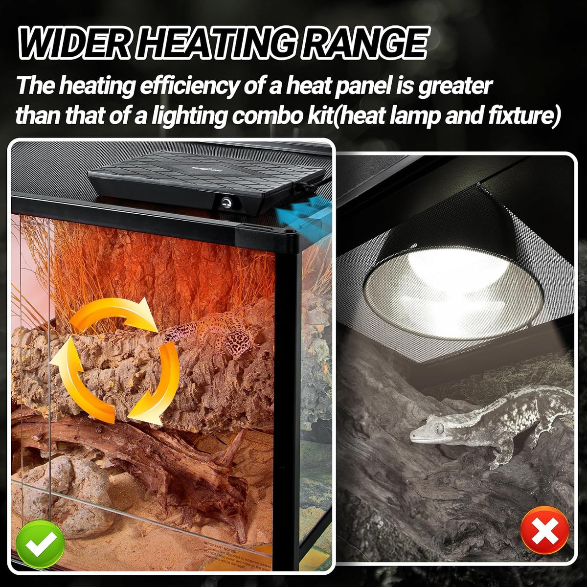 Reptile Heat Panel Adjustable Temperature Reptile Heating Plate, Non-Light Heating Solution with Expanded Heating