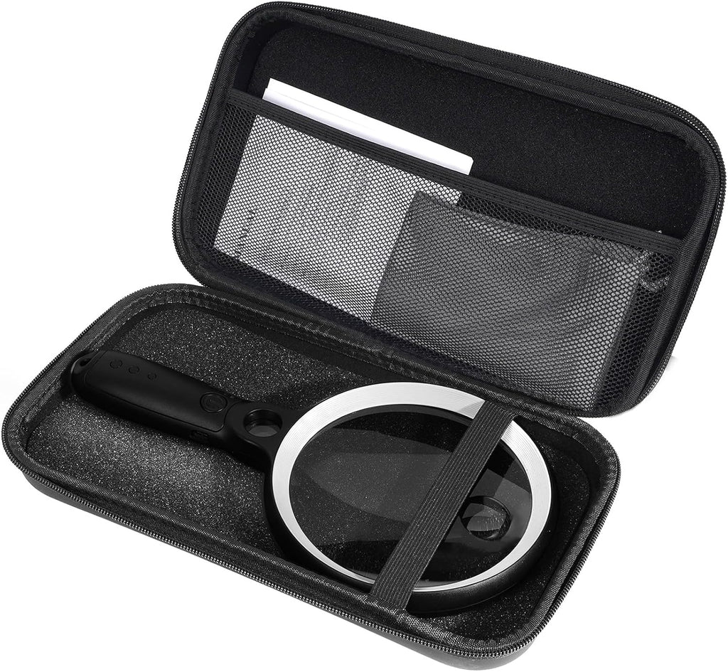 Large Magnifying Glass with 37 LED Light and Case, 10X 20X 45X Handheld Illuminated Lighted Magnifier with 3 Light