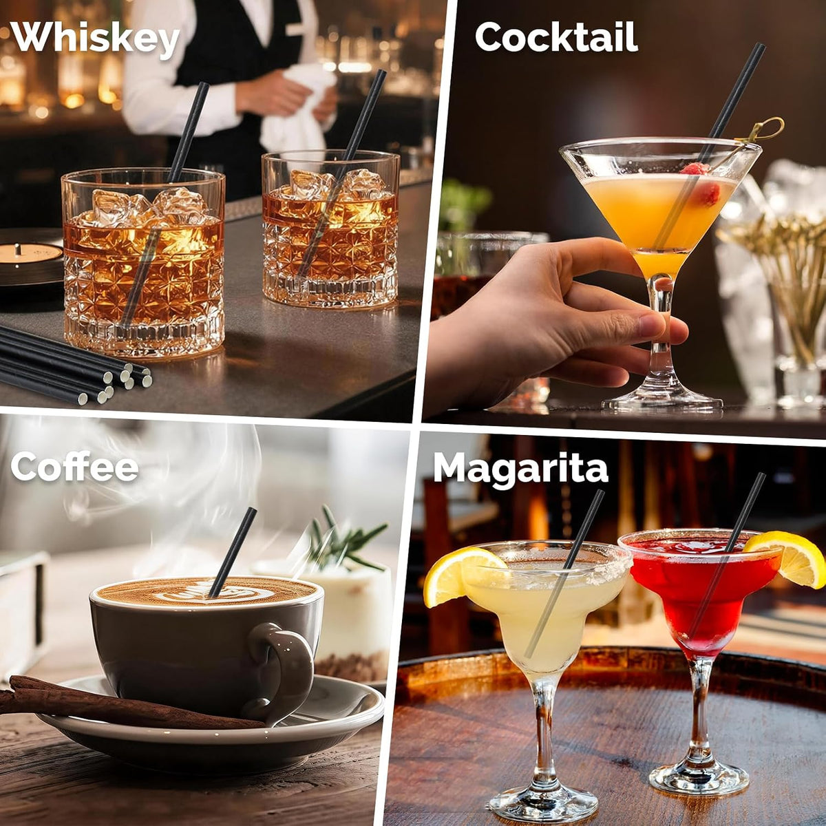 Short Paper Straws Bulk 5.5 inch 500 ct Biodegradable Black Straws
