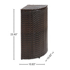 Chloe 10 Gal Wicker Corner Outdoor Trash Can, Brown