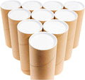 10-Pack Mailing Tubes & Caps - 3 x 7 in Brown Mailer - Durable 3-Ply Spiral Round Cardboard Cylinder for Crafts &