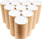 10-Pack Mailing Tubes & Caps - 3 x 7 in Brown Mailer - Durable 3-Ply Spiral Round Cardboard Cylinder for Crafts &