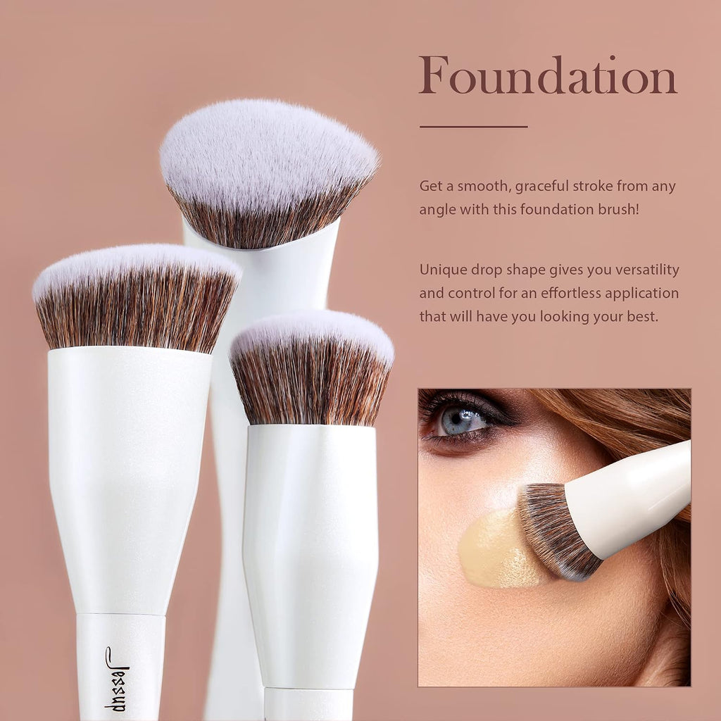 Make up Brushes 4pcs Face Makeup Brushes Set for Foundation Concealer Blush Contour Powder Highlighter, Pearl White T344