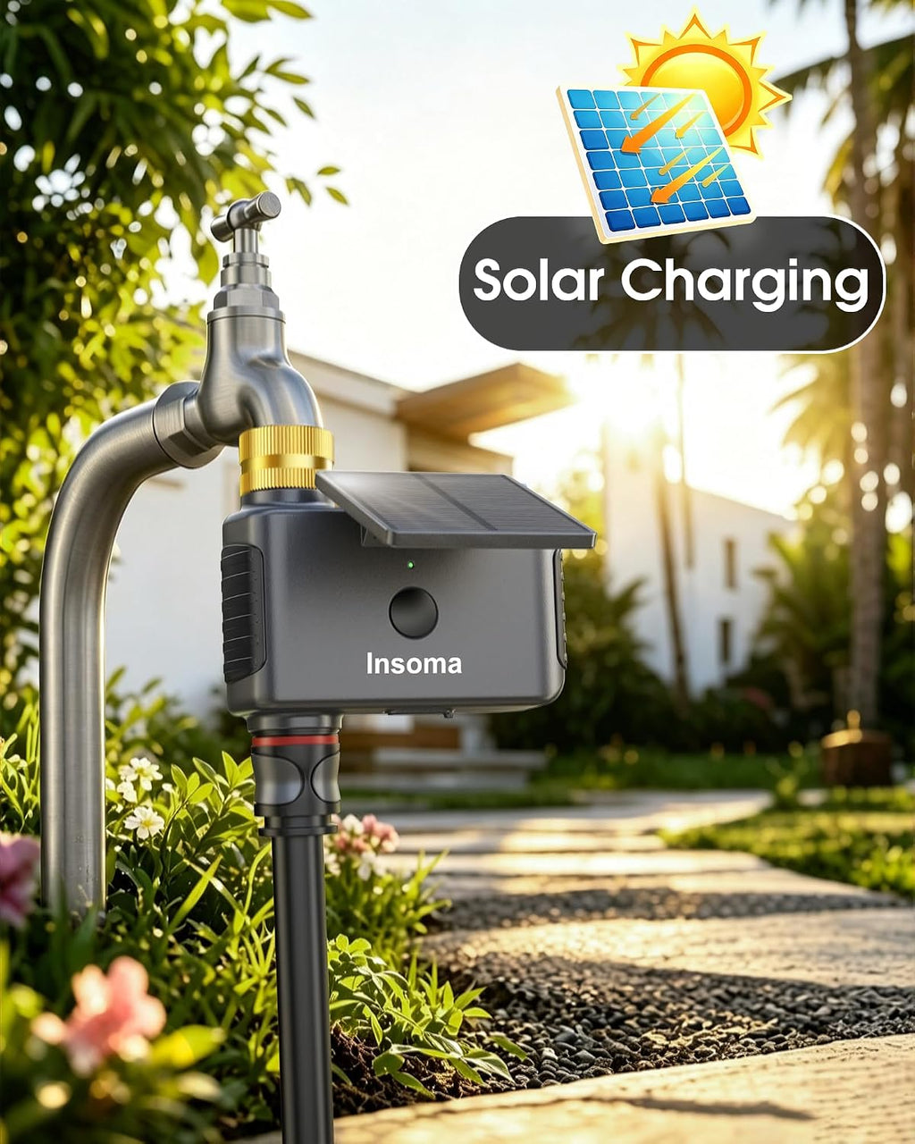 Solar WiFi Water Timer, 1 Zone WiFi Hose Timer for Garden Faucet | 2.4GHz Smart Sprinkler Timers, Up to 20 Watering
