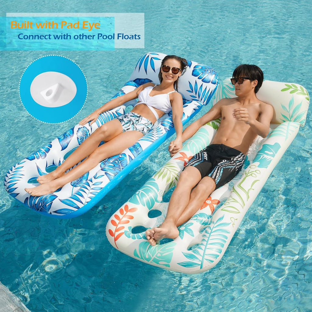 Inflatable Pool Float Lounge - Floaties Rafts for Adults Floating Lounger Sun Tanning Floats Cool Water Floaty