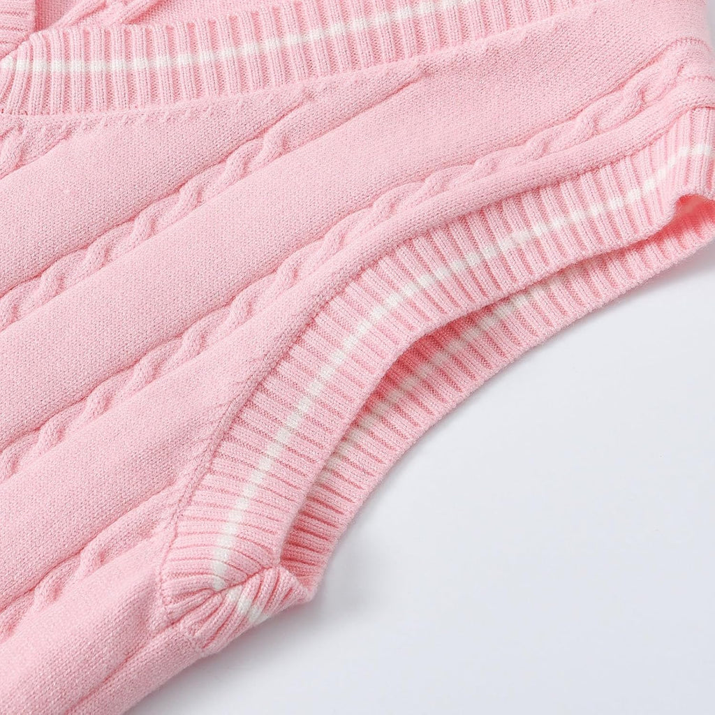 Boys and Toddler's V-Neck Cable Knit Sweater Vest Kids Girls Sleeveless Pullover School Uniform Sweater Waistcoat