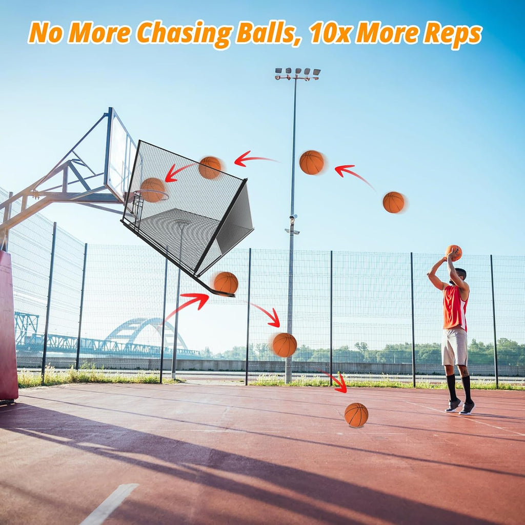 Upgrade Basketball Shot Trainer with Net Return Attachment, Heavy Duty Basketball Rebounder Ball Return for