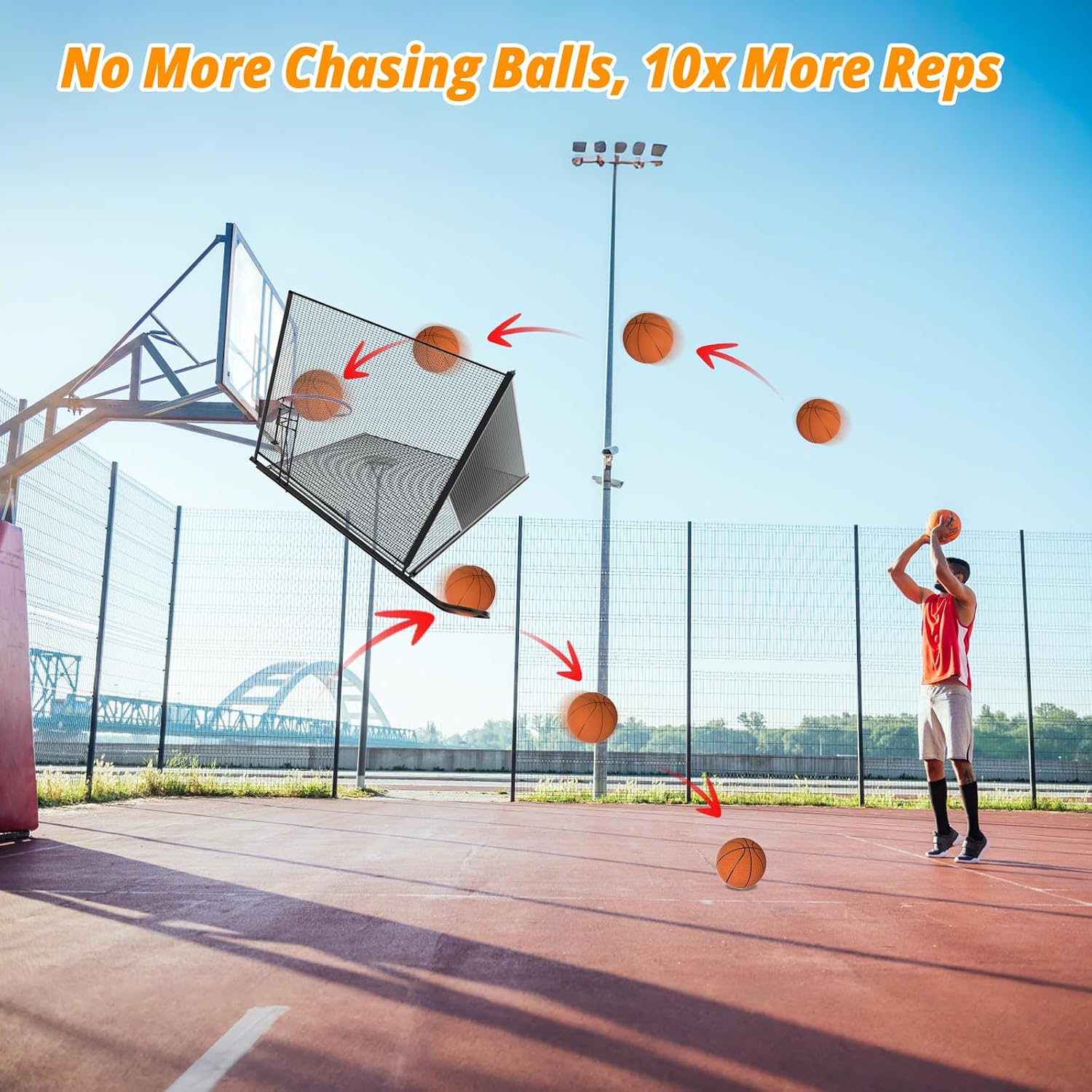 Upgrade Basketball Shot Trainer with Net Return Attachment, Heavy Duty Basketball Rebounder Ball Return for
