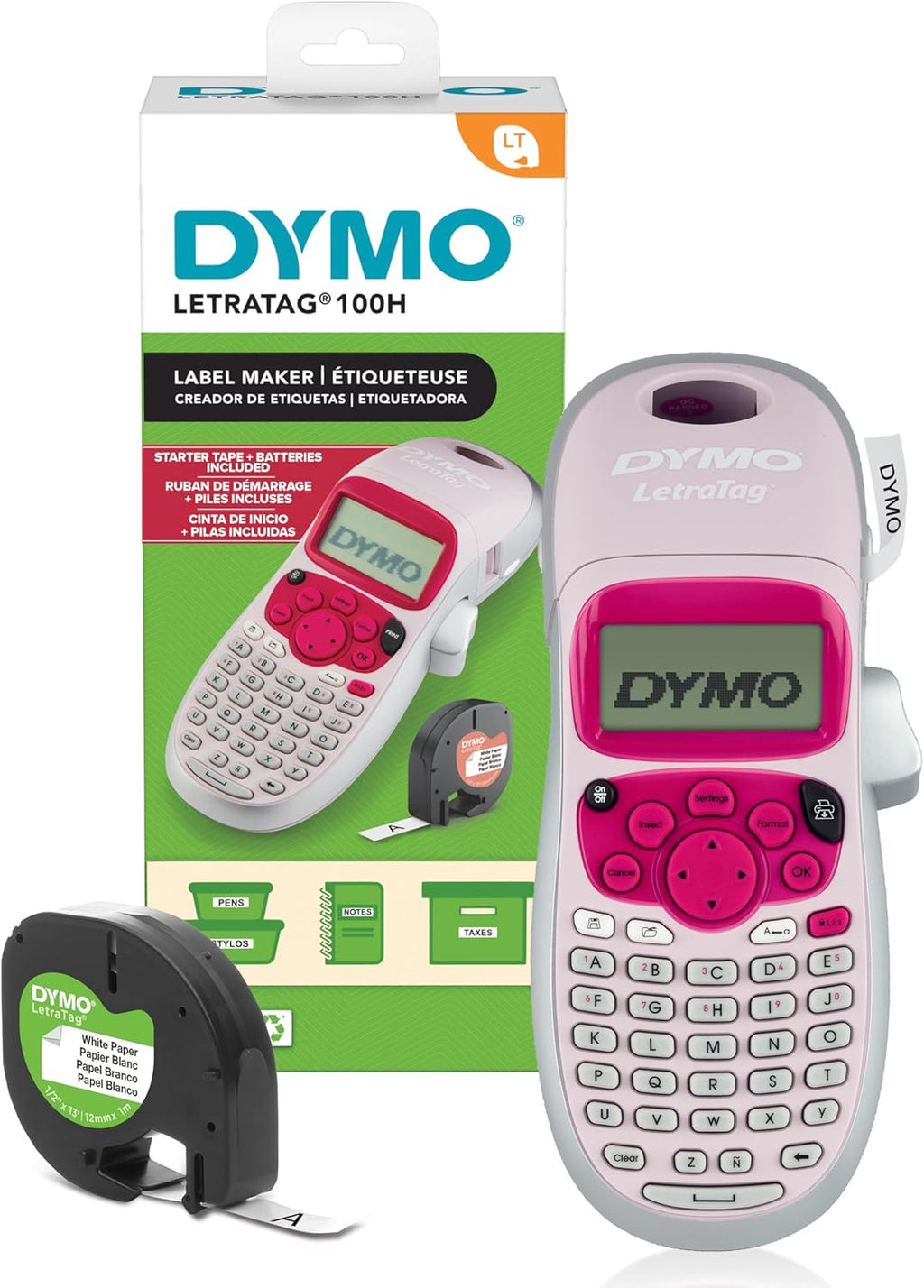 LetraTag LT-100H Handheld Aesthetic Label Maker, ABC Keyboard Label Printer with Easy-to-Use, 13 Character LCD