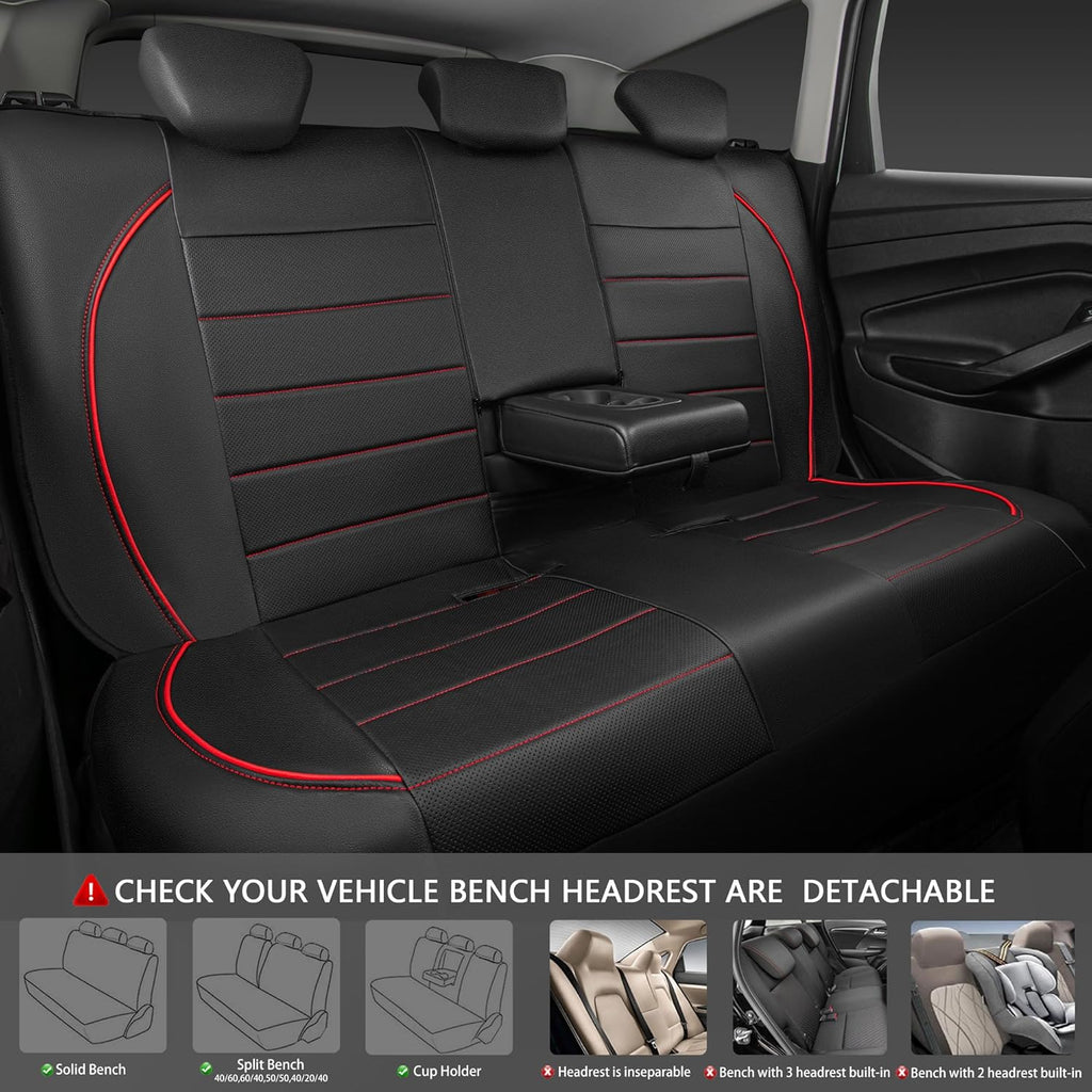 Universal FIT Piping Leather Car Seat Cover, for suvs,Van,Trucks,Airbag Compatible,Inside Zipper Design and Reserved