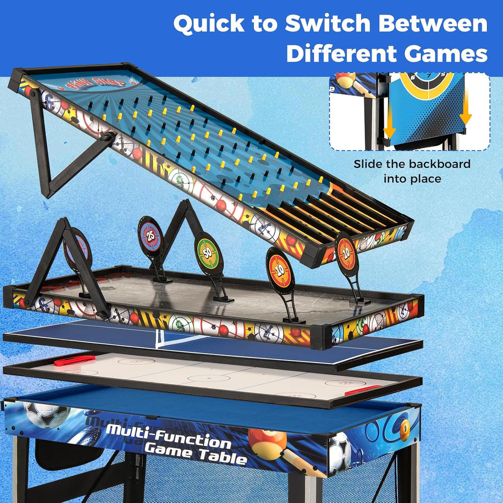 Multi Game Table, 10 in 1 Combo Game Table Includes Table Tennis, Basketball, Soccer, Hockey, Archery, Shooting