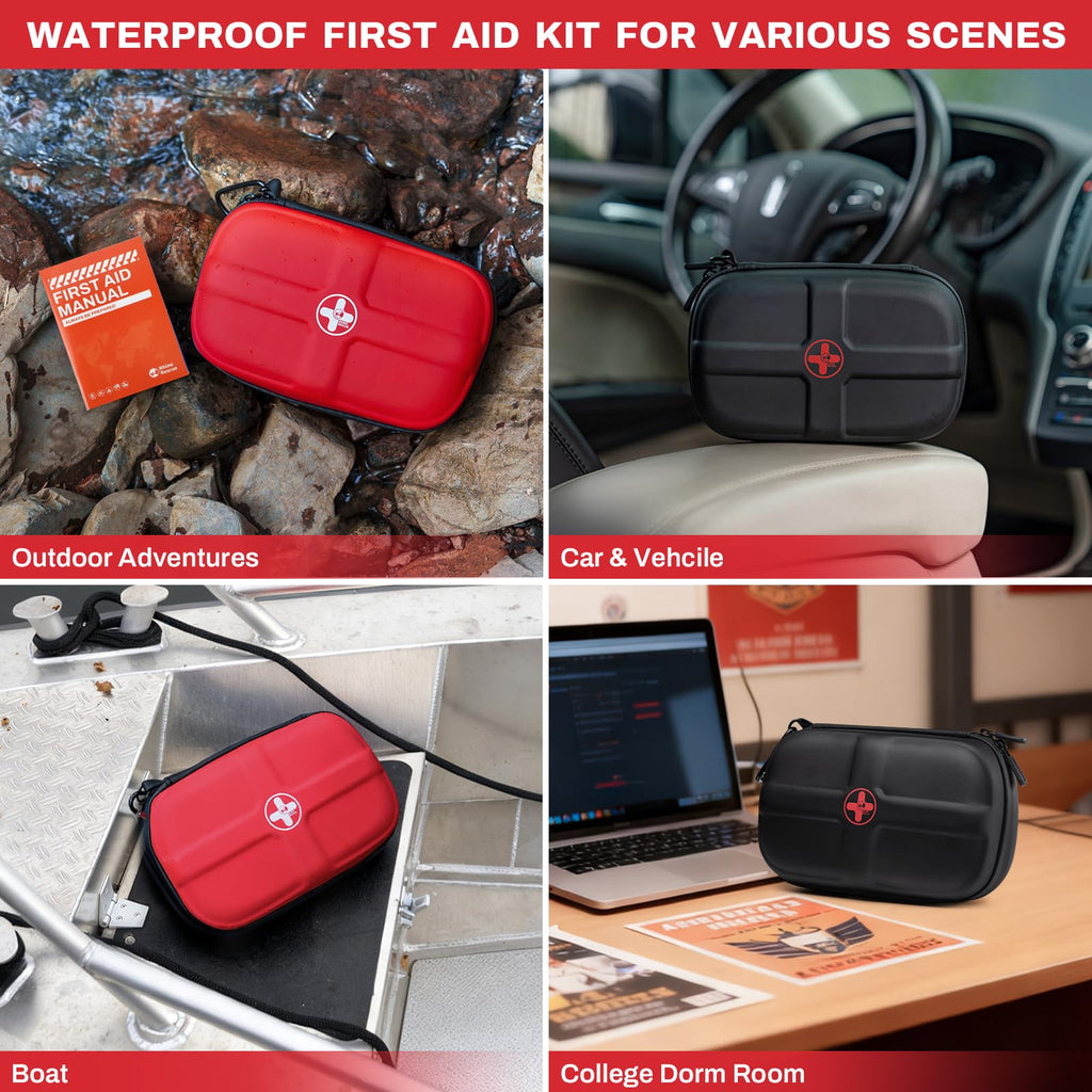 EVA First Aid Kit Small Waterproof Travel Emergency Kit (Red)