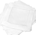 6" White Linen Hemstitch Cocktail Napkins - 12 Pack - 100% Linen