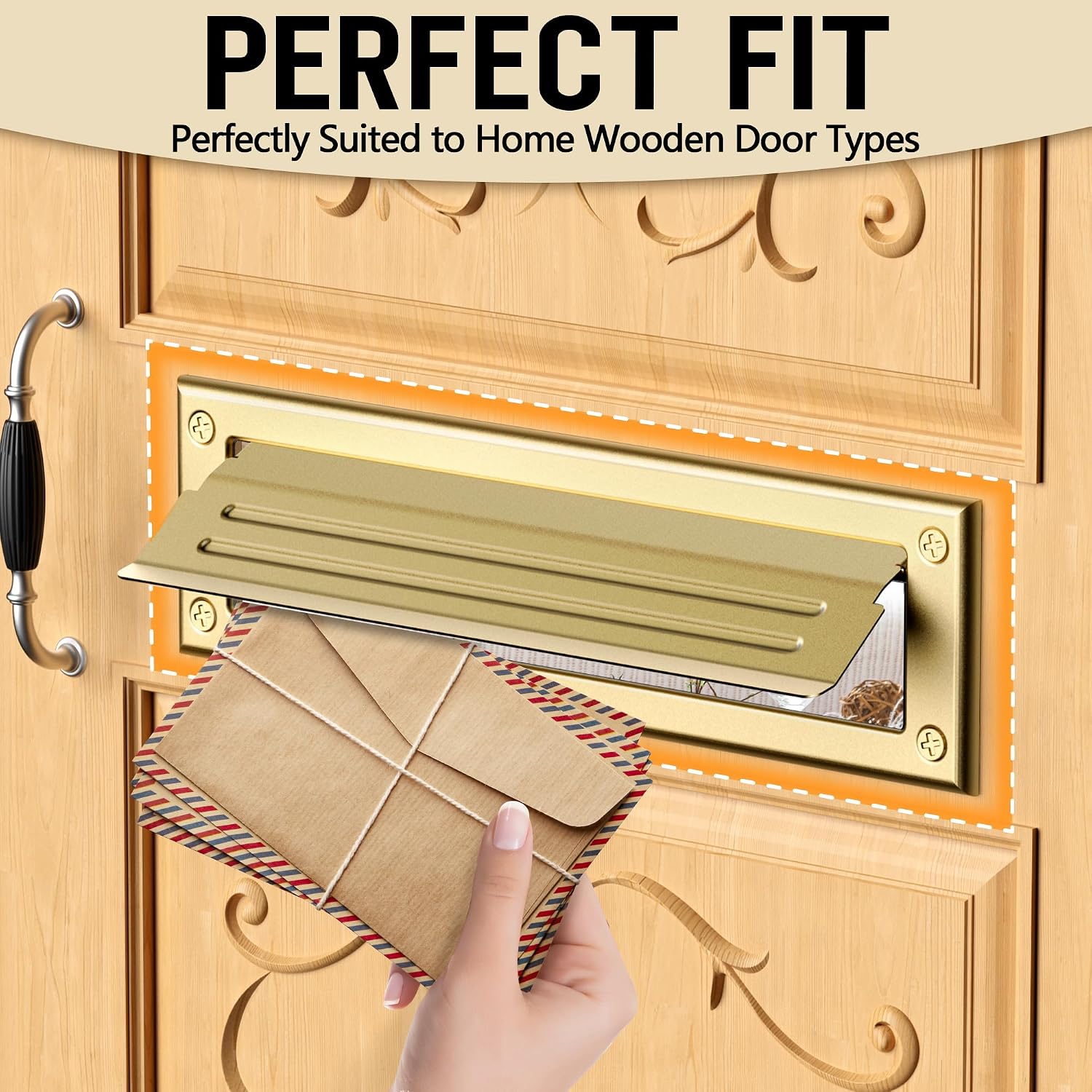 13 inch Mail Slot for Front Door, Stainless Steel Mail Slot Cover | With Pre-Drilled Holes Screws Included, Easy to