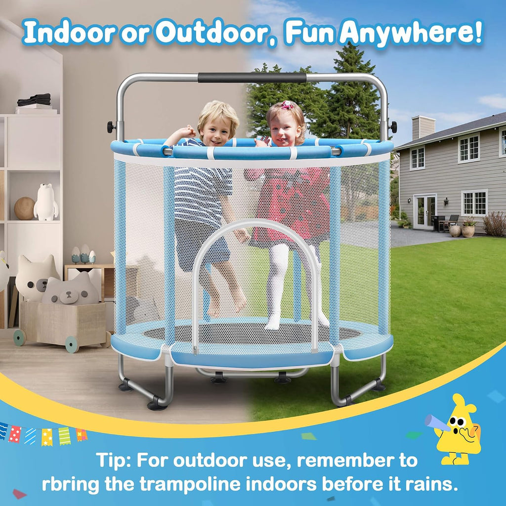 55" Kids/Toddler Trampoline with Safety Enclosure Net,Indoor & Outdoor 440LBS Capacity 6-in-1 Trampoline with