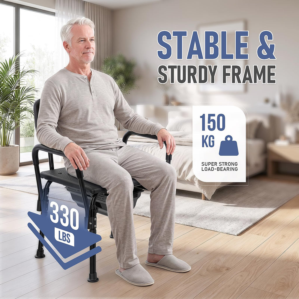 Bedside Commode Chair, Adjustable Height, Extra-Wide, 330 lb
