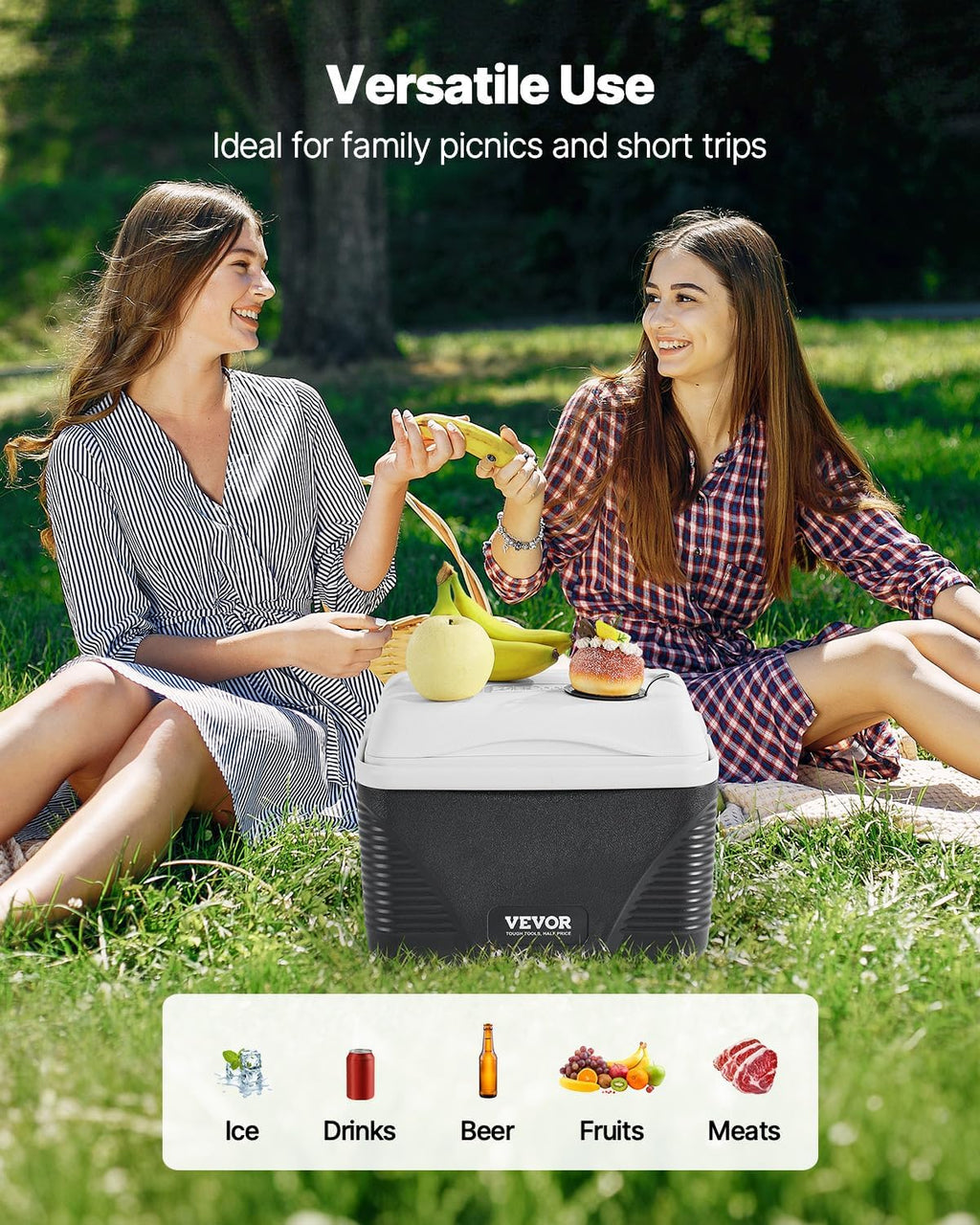 Portable Cooler, Lightweight Rigid Material Insulated Portable Cooler, Suitable for Family Picnics and Long Trips