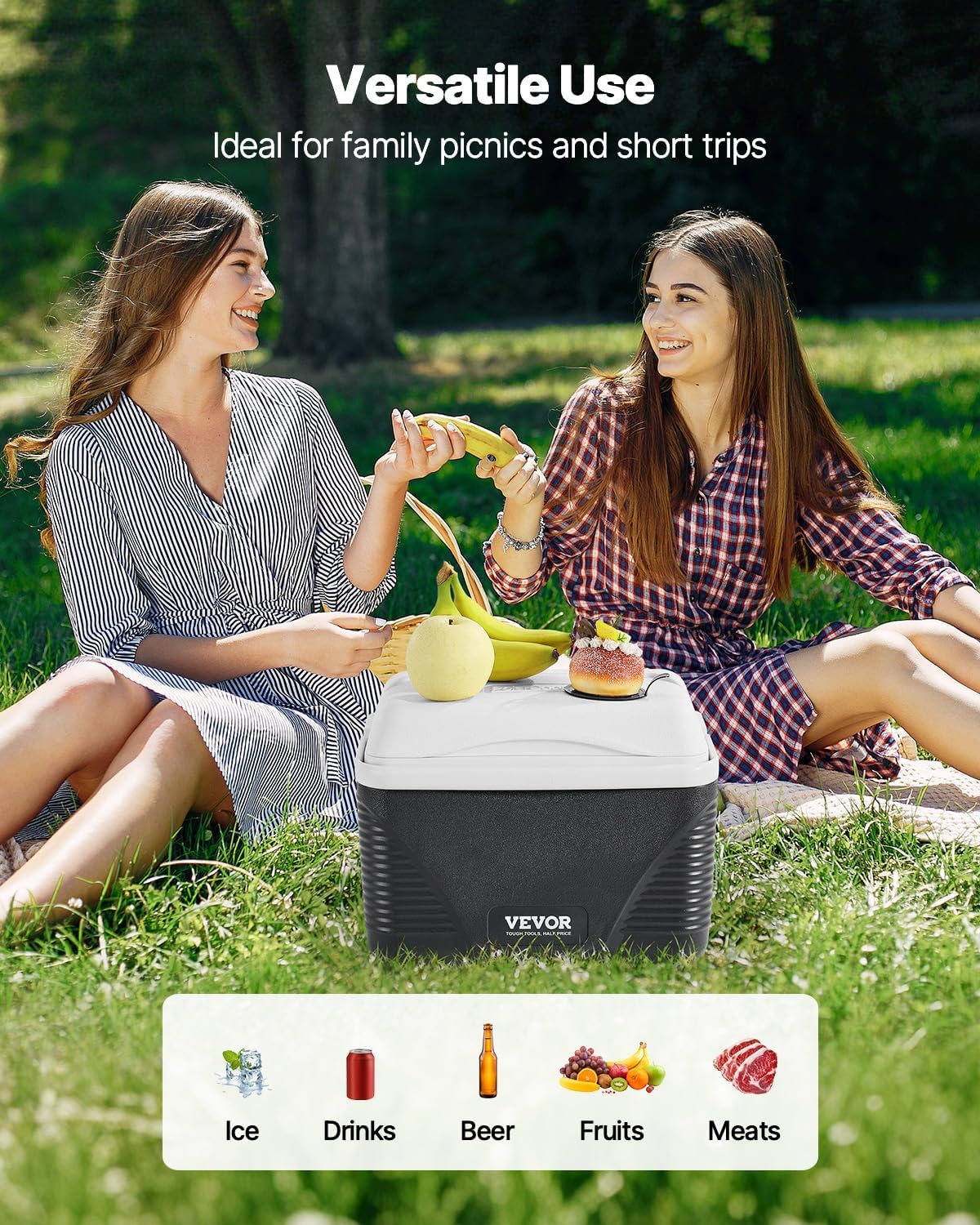 Portable Cooler, Lightweight Rigid Material Insulated Portable Cooler, Suitable for Family Picnics and Long Trips