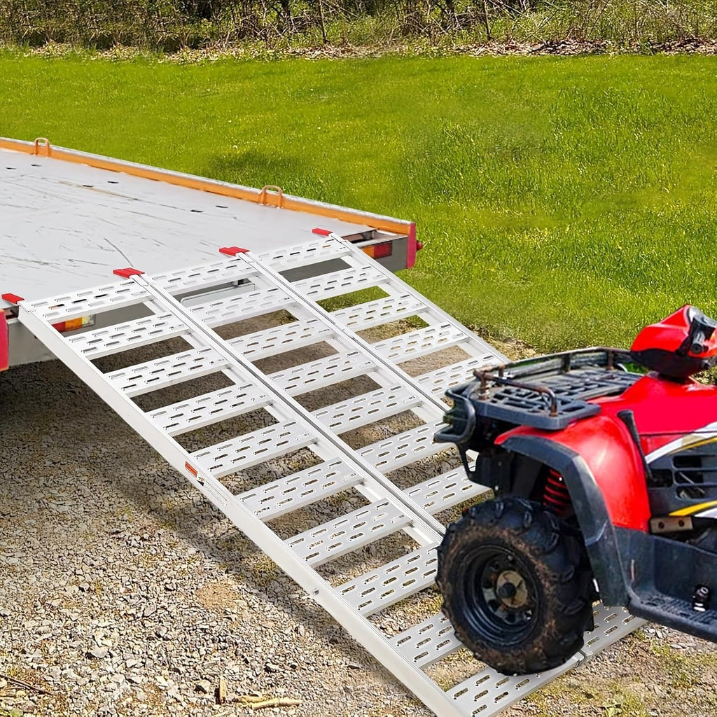 1500-LBS Capacity Aluminum Tri-Fold Loading Ramps with Load Straps