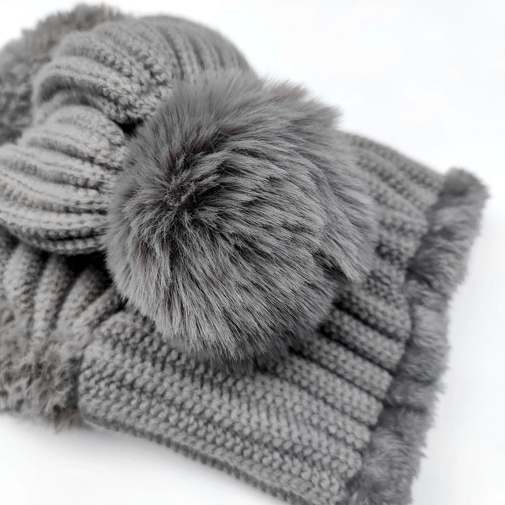 Women Winter Knit Beanie Hats One Piece Fleece Lined Balaclavas | Lady winter Earmuff Hooded Ski Snow Hat Pom Pom