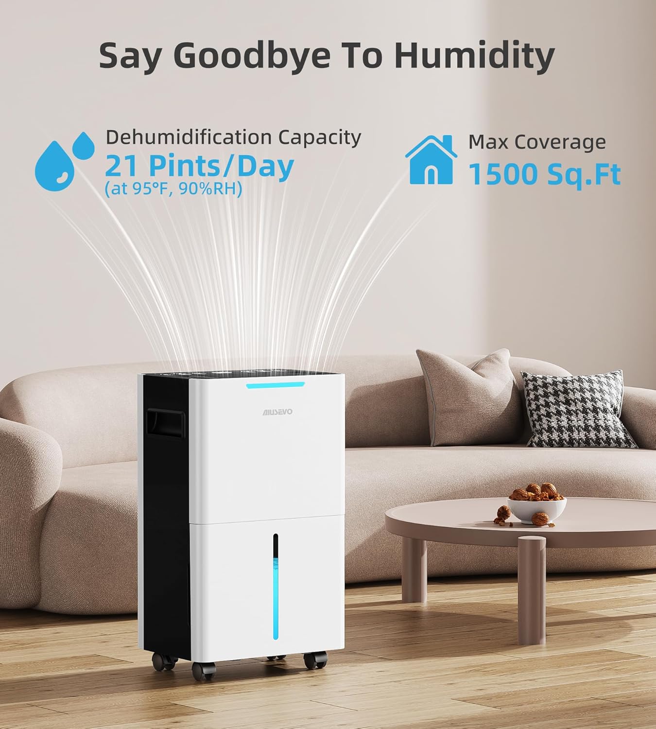 21 Pint Dehumidifier, 1500 Sq. ft Dehumidifier for Basement with Drain Hose | Dehumidifiers for Home, RV, Bathroom