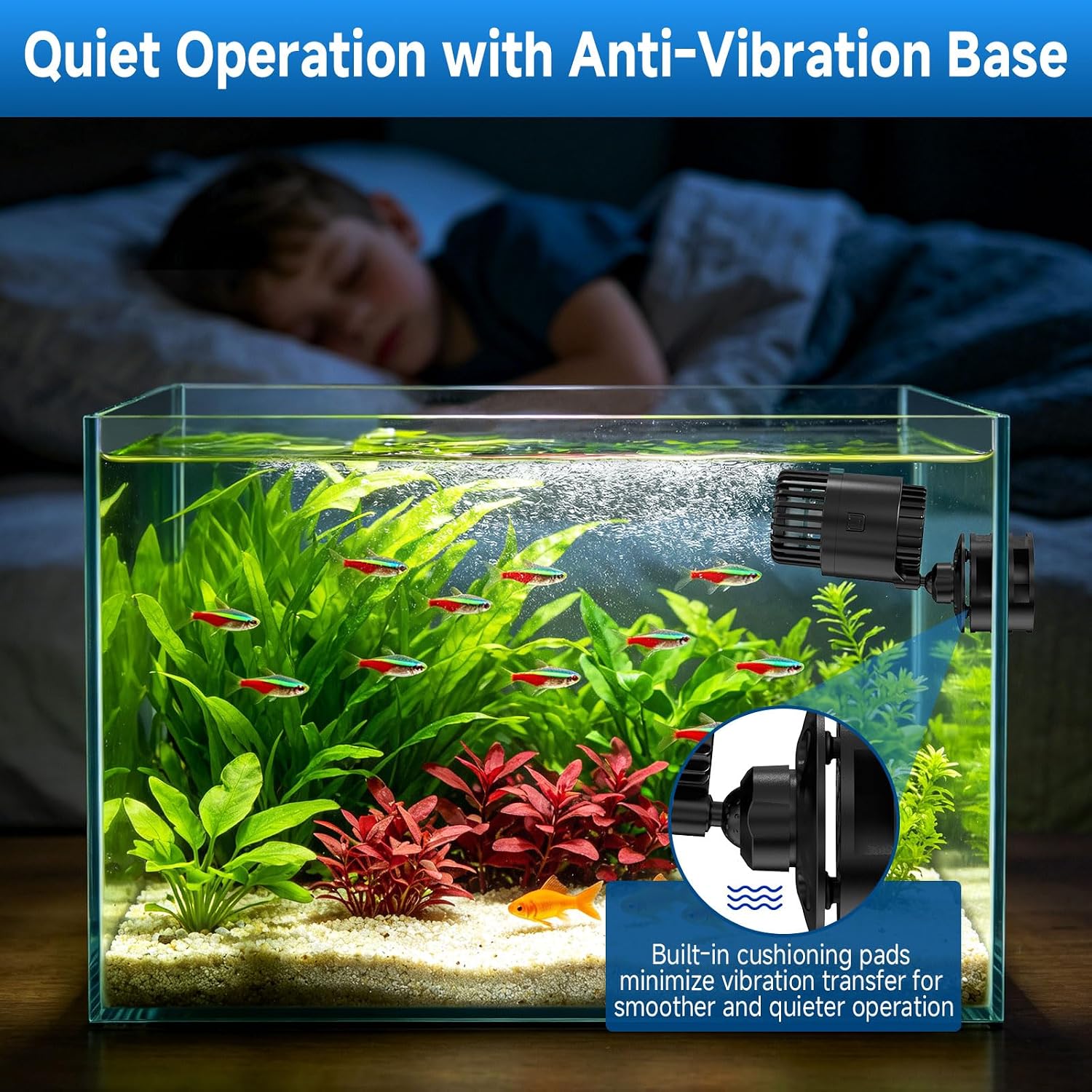 Aquarium Wave Maker with Magnetic Base 1200GPH Fish Tank Wavemaker | Submersible Circulation Pump Powerhead