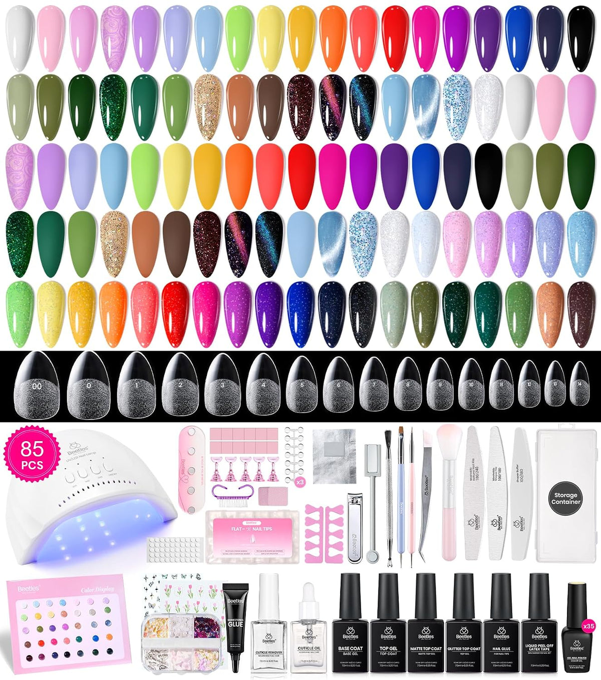Beetles 85 Pcs Gel Nail Polish Kit with U V Light -35 Colors Gel Polish Kit