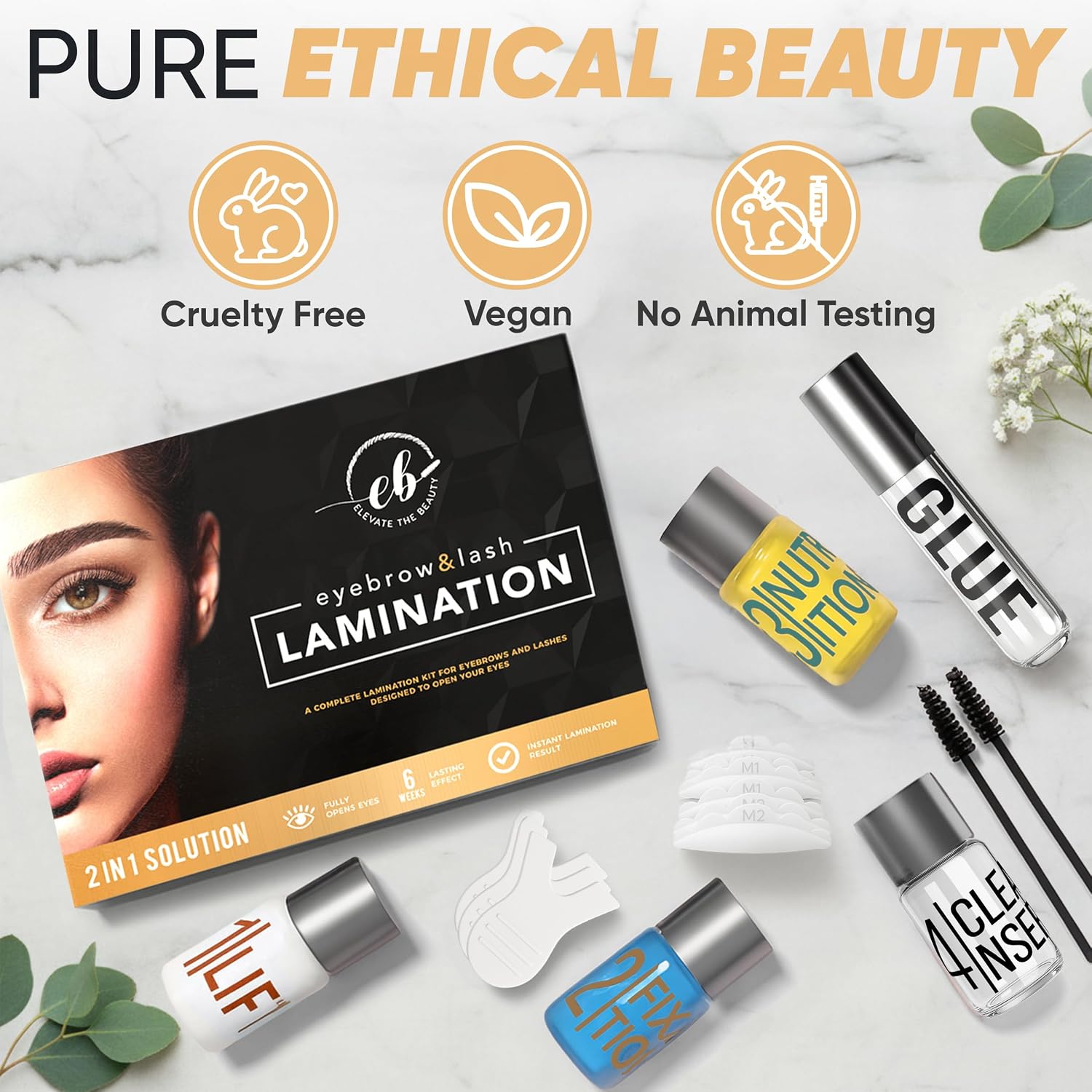 Lash and Eyebrow Lamination Kit | Brow and Lash Lamination Kit | 2-in-1 Professional Brow Lamination Kit for DIY &