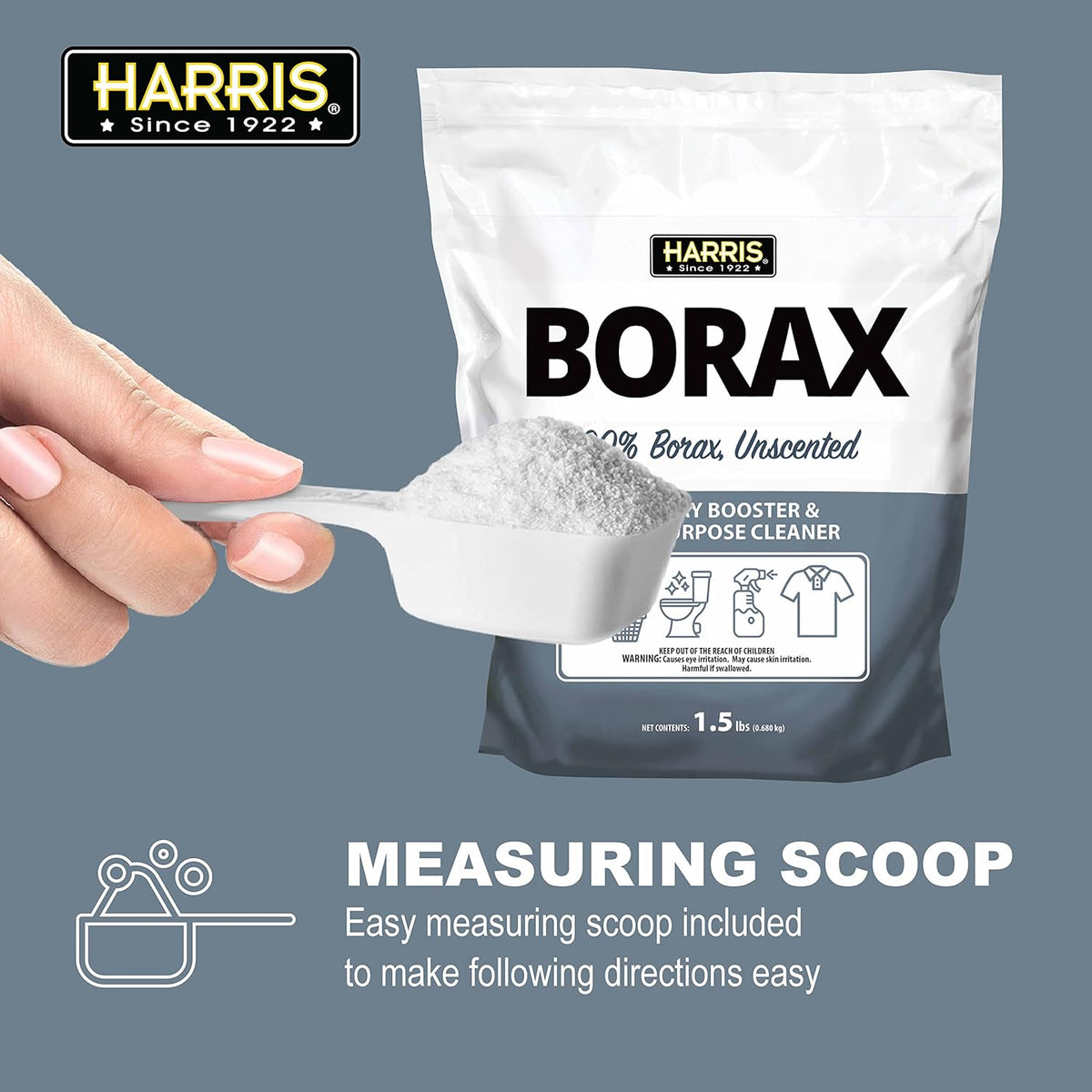 Borax Powder Hard Water Laundry Booster and Powerful Multi-Purpose Cleaner, 1.5lb (Unscented)