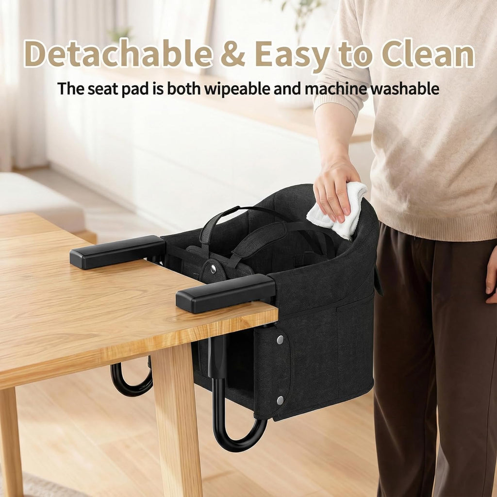 Portable Hook On High Chair for Babies & Toddlers from 6-36 Months,Clip On Baby Seat for Table,Fits Tables 0.8" to
