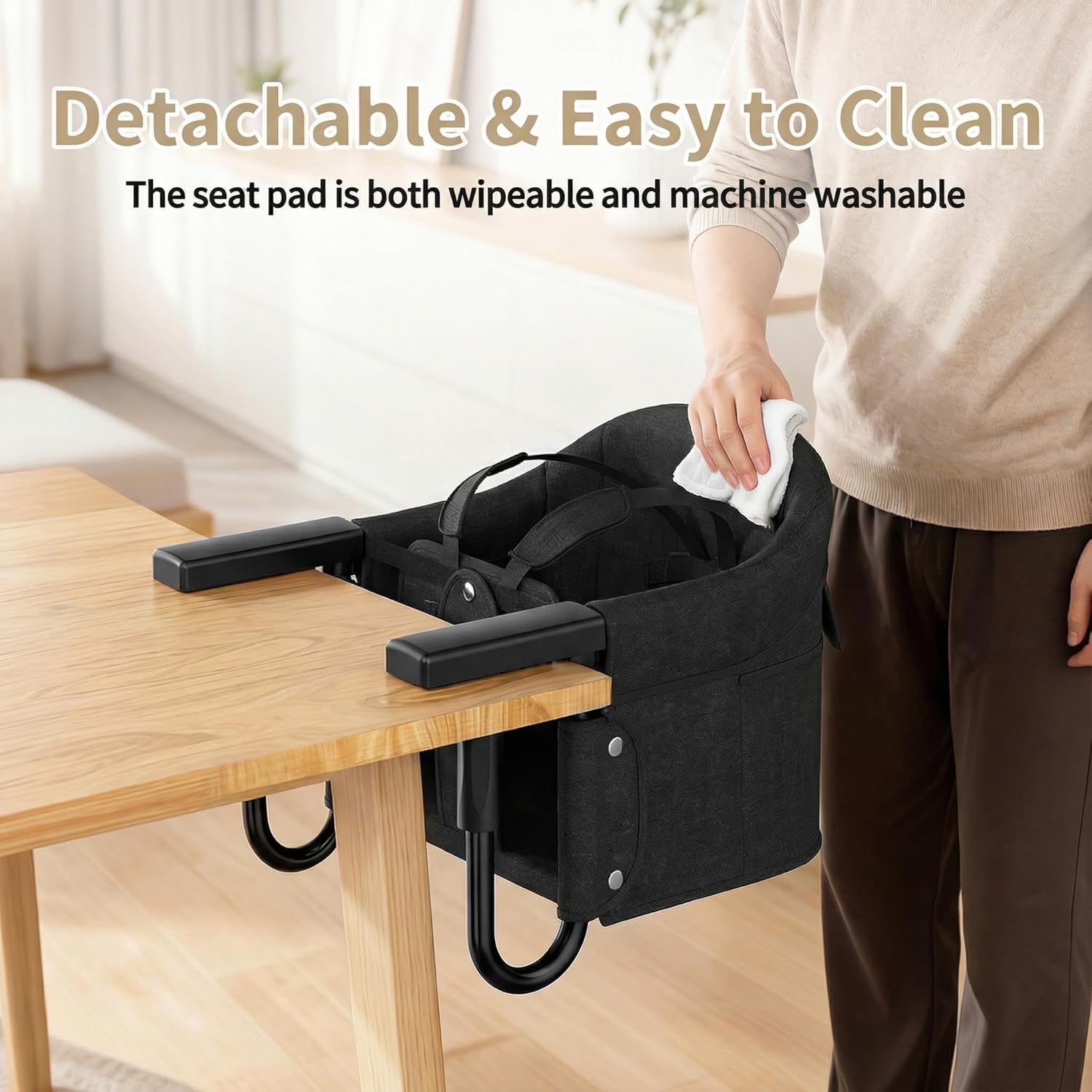 Portable Hook On High Chair for Babies & Toddlers from 6-36 Months,Clip On Baby Seat for Table,Fits Tables 0.8" to