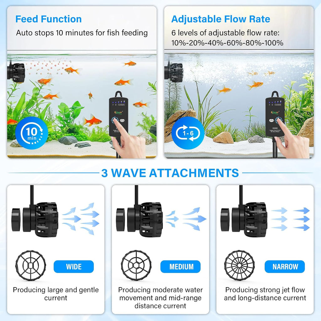 Aquarium Wave Maker for 5-10 Gallon Fish Tanks, Adjustable DC Power Heads for Aquarium with Controller, Aquarium