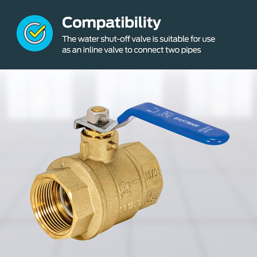 Eastman 1-1/4 Inch IPS Heavy Duty Full Port Ball Valve, Brass Plumbing Fitting, 20051LF