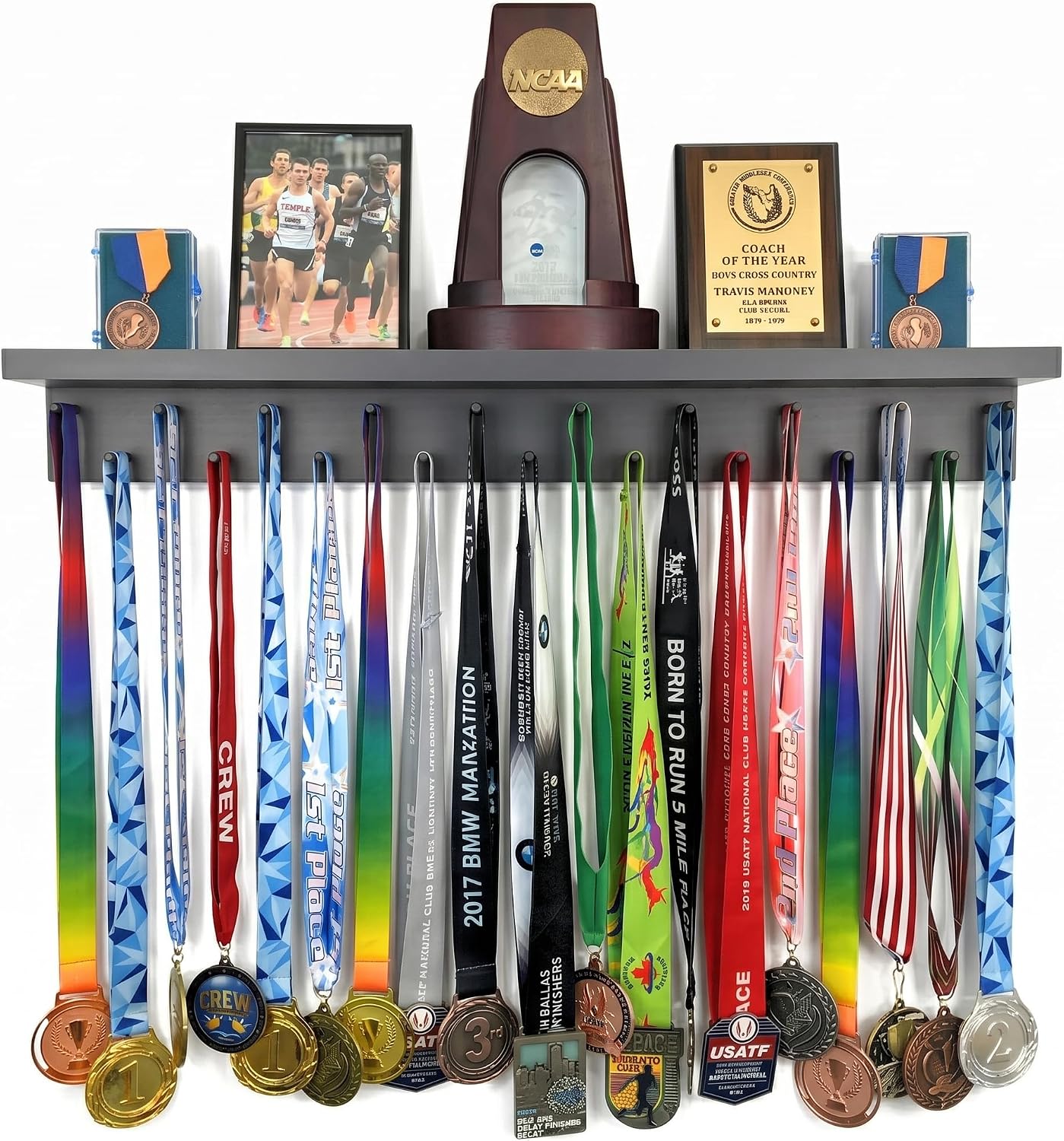 Premier Medal Hanger Display Rack and Trophy Shelf for Gymnastics, Soccer, Basketball, Football, and More – 2, ft